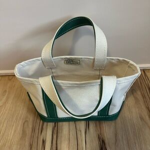 L.L. Bean mini boat and tote bag - Green and Cream